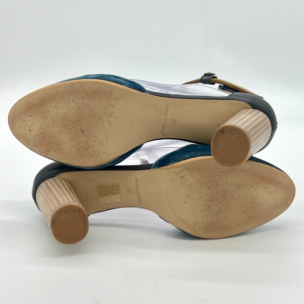 Sundance Aurora Size 6.5/7 37 Blue Velvet Ankle Strap Heels $228 MSRP - Picture 12 of 14